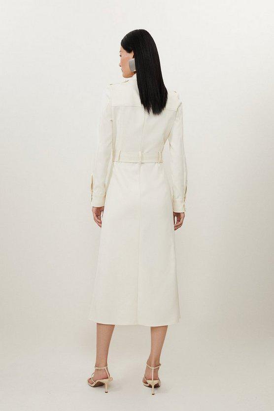 Karen Millen UK SALE Tailored Belted Midi Shirt Dress - cream