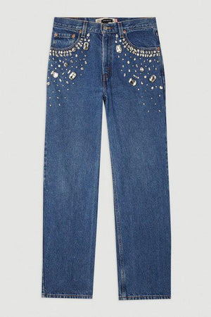 Karen Millen UK SALE Hand Pocket Embellished Vintage Jeans