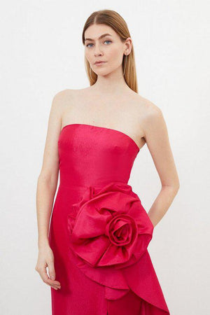 Karen Millen UK SALE Taffeta Rosette Midi Dress