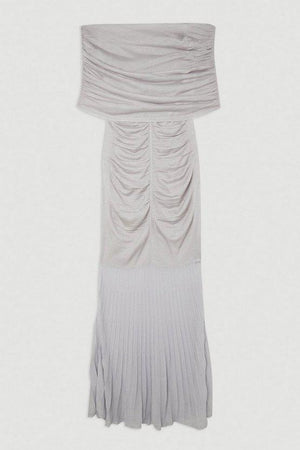 Karen Millen UK SALE Viscose Blend Slinky Sheer Knit Bardot Maxi Dress