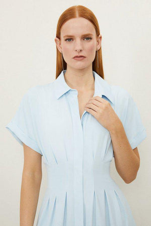 Karen Millen UK SALE Soft Tailored Belted Darted Midi Shirt Dress