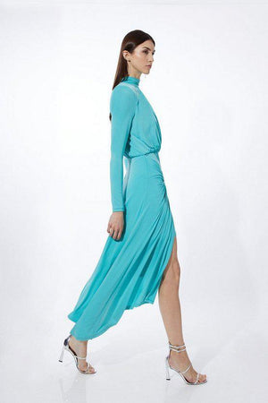 Karen Millen UK SALE Knot Waist Drapey Jersey Crepe Maxi Dress