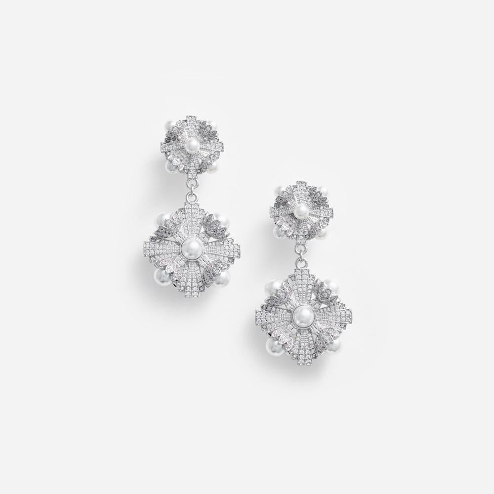 SP VIP PRICE Silver Encrusted Tiered Earrings