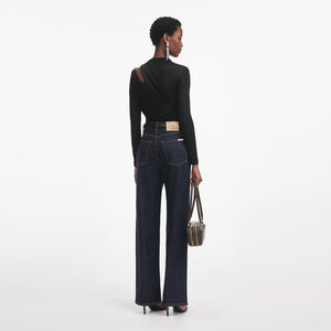 SP VIP PRICE Black Cut Out Viscose Knit Top