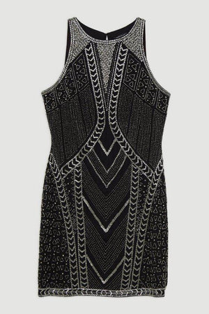 Karen Millen UK SALE Tall Premium Embellished Sleeveless Cut Out Mini Dress