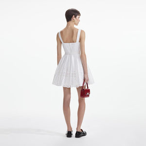 SELF PORTRAIT SS24 White Cotton Broderie Mini Dress