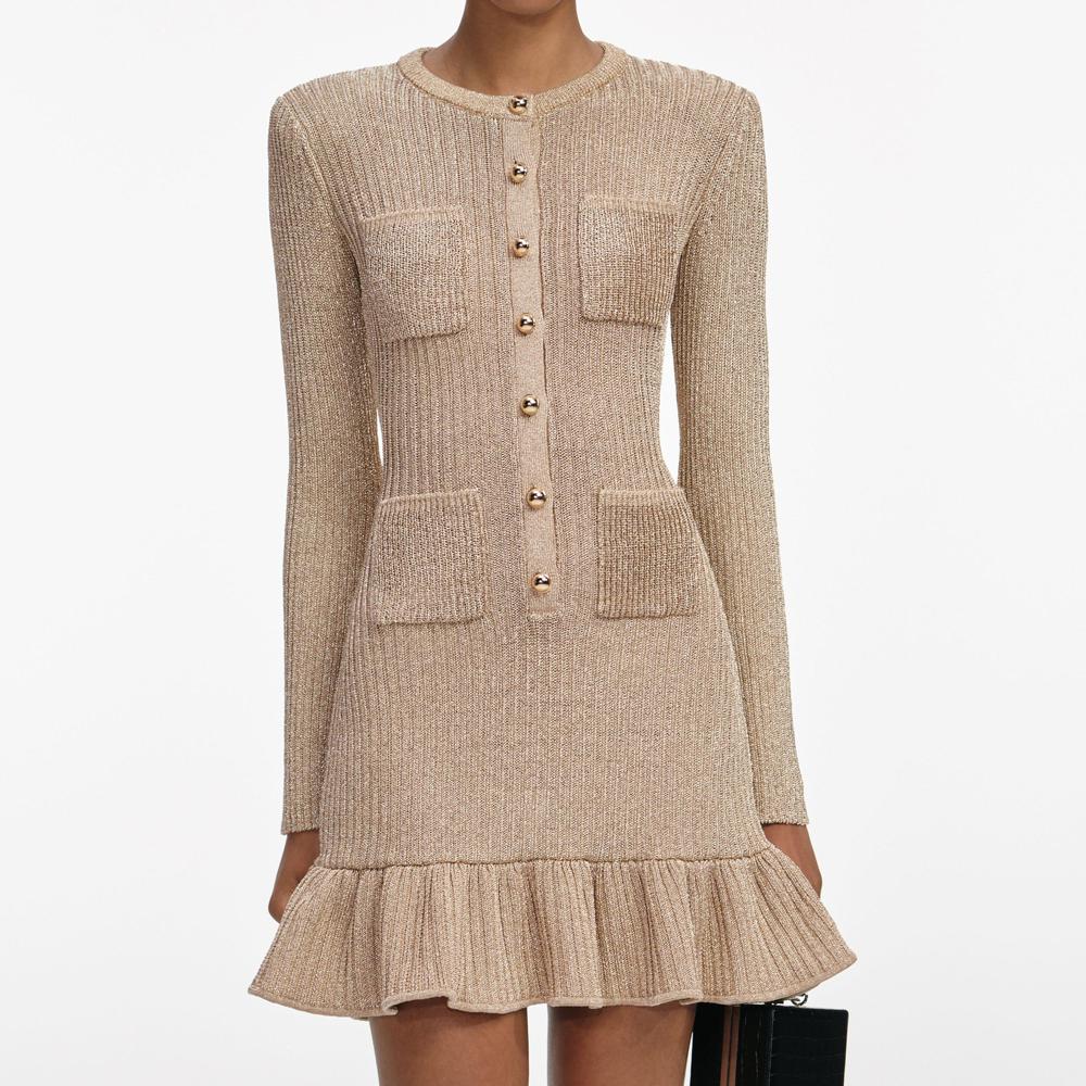 SP VIP PRICE Gold Lurex Knit Mini Dress