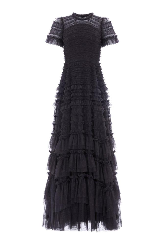 Needle & Thread SPRING/SUMMER Valentine Ruffle Gown - black