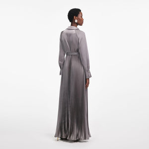 SP VIP PRICE Grey Satin Pleated Maxi Dress