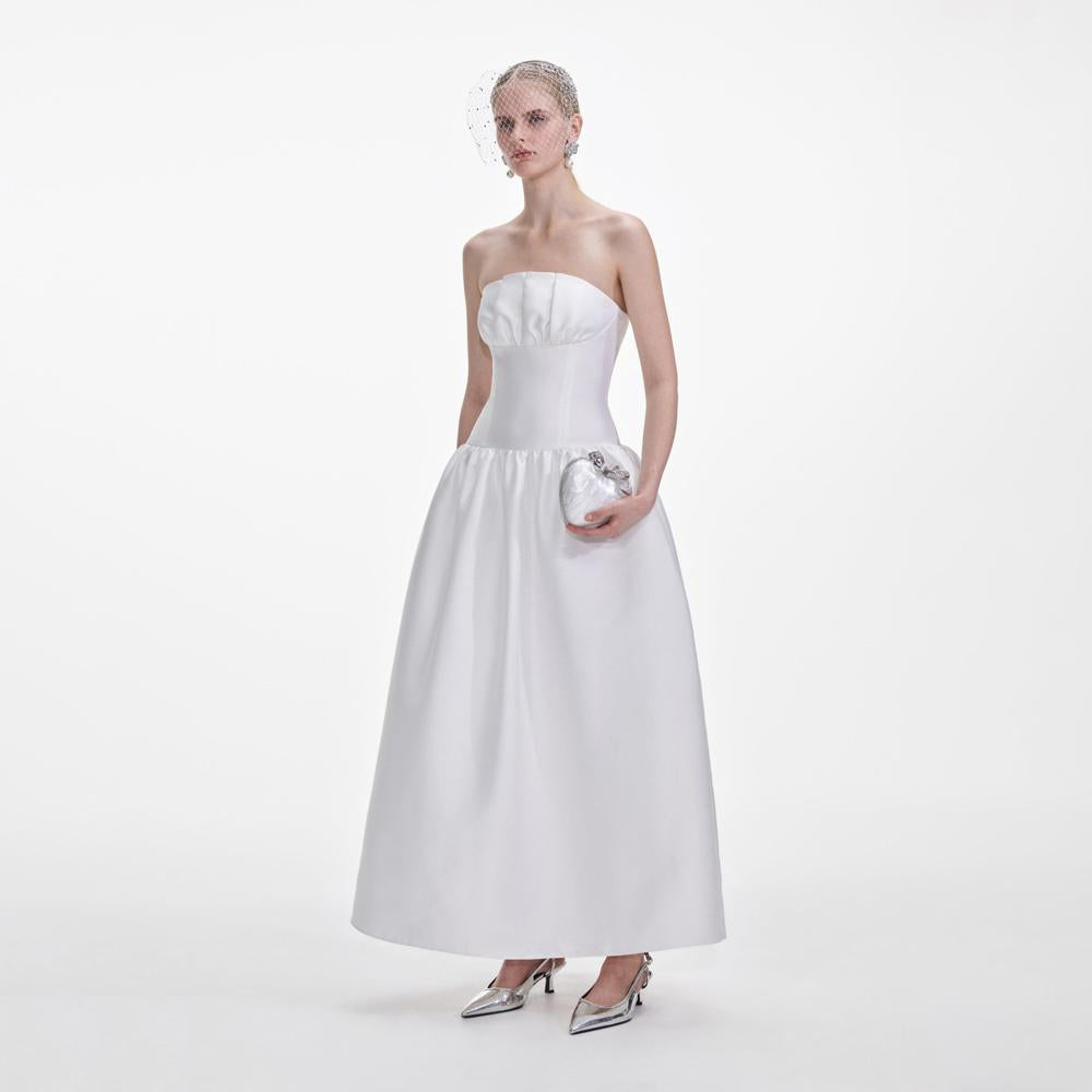 SELF PORTRAIT SS25 VIP PRICE White Taffeta Maxi Dress