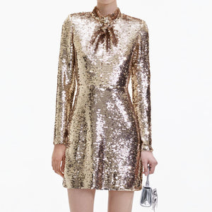 SELF PORTRAIT BLACK FRIDAY SALE Gold Sequin Mini Dress