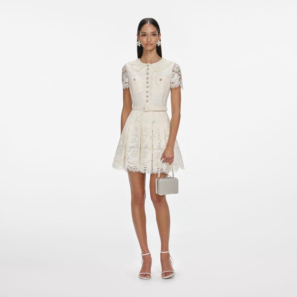 SP VIP PRICE Cream Floral Lace Mini Dress