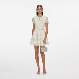 SP VIP PRICE Cream Floral Lace Mini Dress