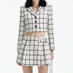 SELF PORTRAIT BLACK FRIDAY SALE Cream Check Skort