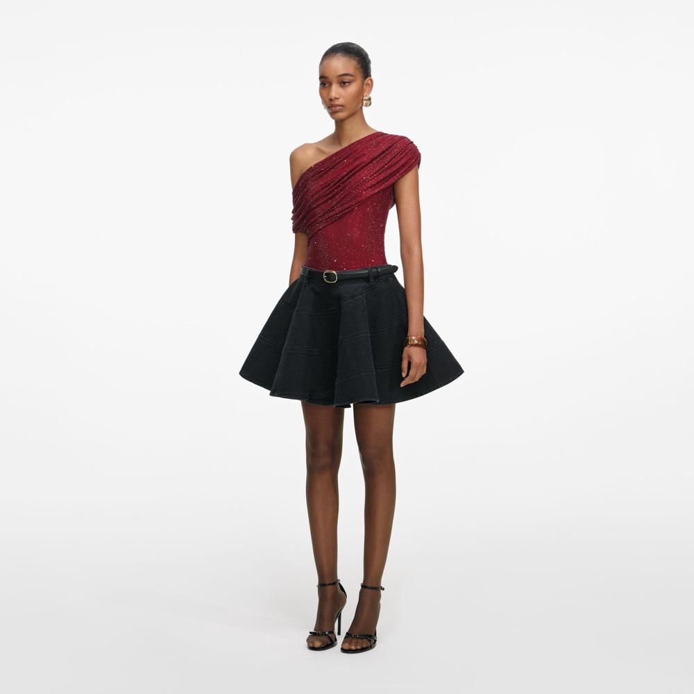 SP VIP PRICE Burgundy Rhinestone Drape Top