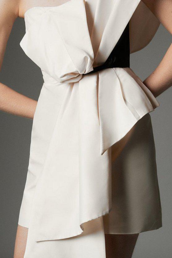 Karen Millen UK SALE Archive Collection - Taffeta Bow Detail Woven Mini Dress