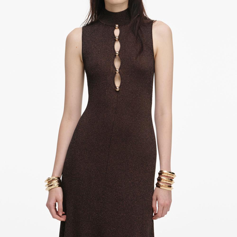 SP VIP PRICE Brown Lurex Knit Maxi Dress