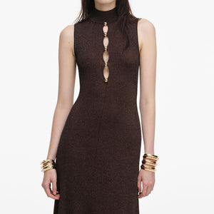 SP VIP PRICE Brown Lurex Knit Maxi Dress