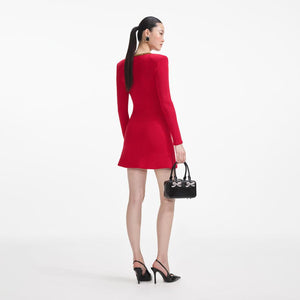 SELF PORTRAIT SS24 Red Textured Knit Corsage Mini Dress