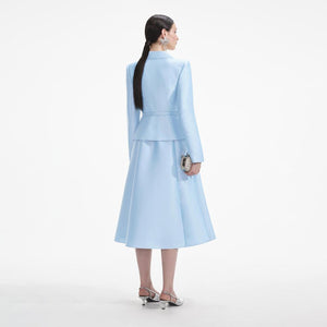 SELF PORTRAIT SS24 Blue Tailored Taffeta Midi Dress