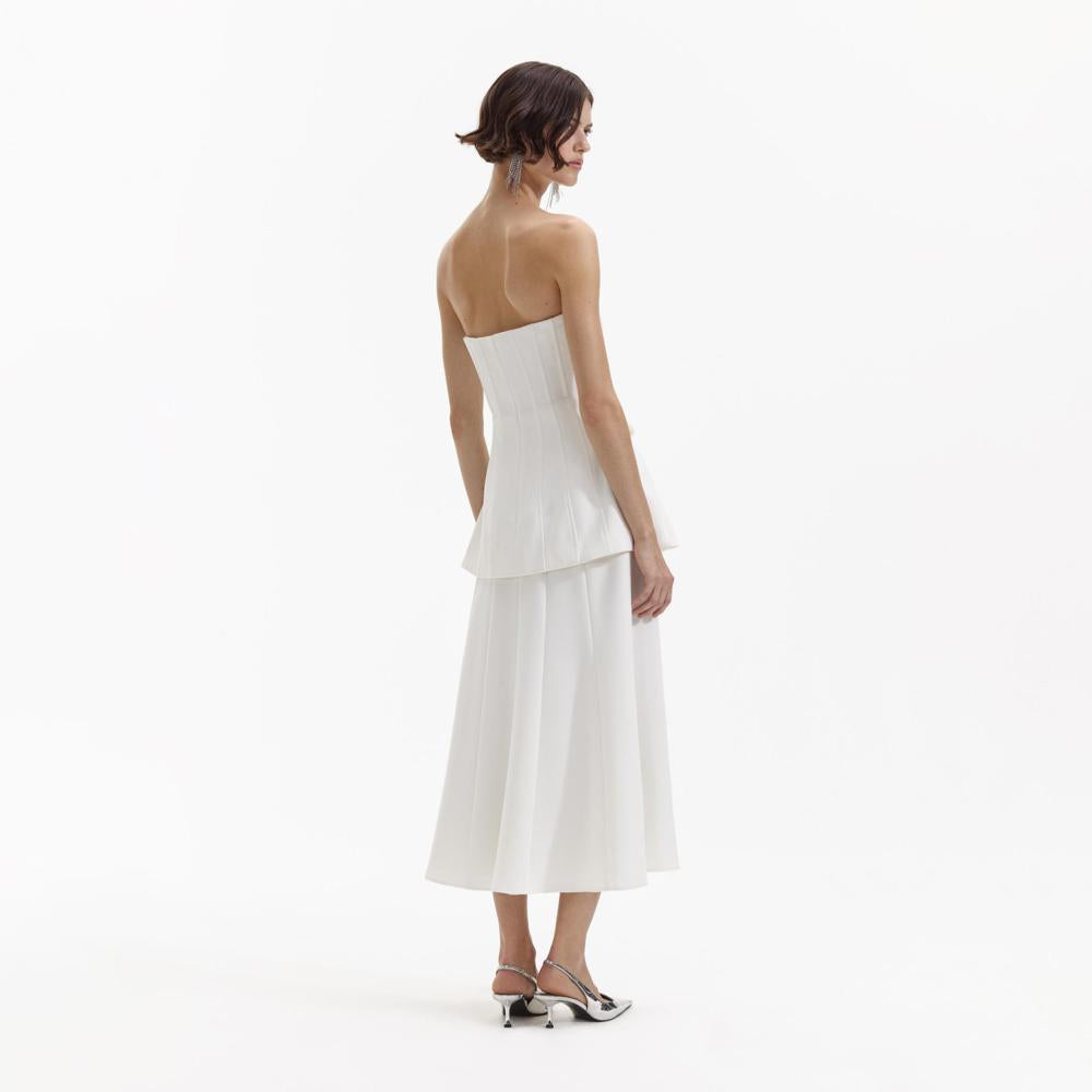 SELF PORTRAIT BLACK FRIDAY SALE White Bandeau Crepe Midi Dress