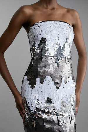 Karen Millen UK SALE Disc Sequin Strappy Woven Midi Dress