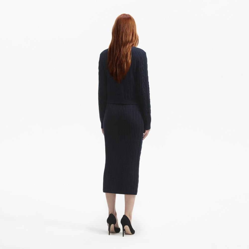 SELF PORTRAIT BLACK FRIDAY SALE Navy Midi Knit Skirt