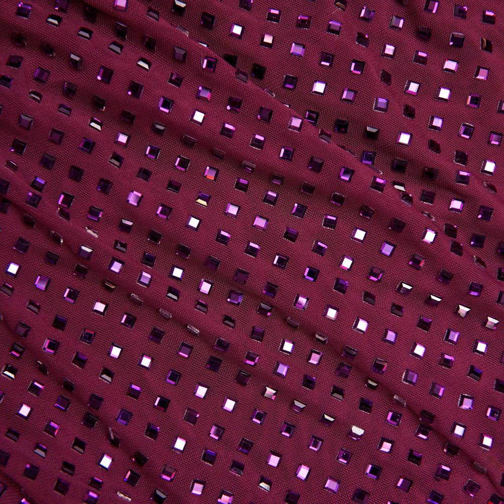 SP VIP PRICE Burgundy Rhinestone Keyhole Maxi Dress