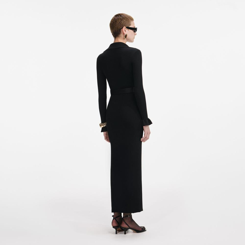 SP VIP PRICE Black Ribbed Knit Maxi Dress