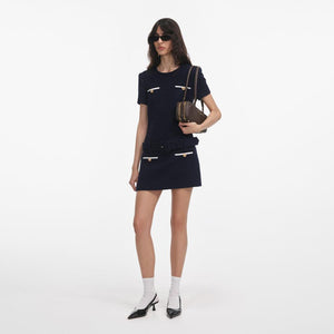 SP VIP PRICE Navy Boucle Mini Dress