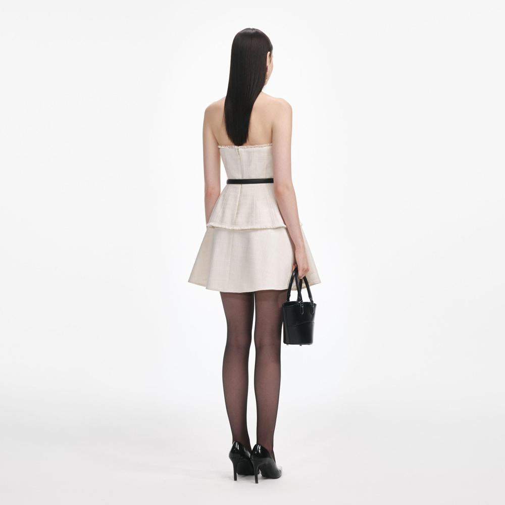 SP VIP PRICE Cream Boucle Bandeau Mini Dress