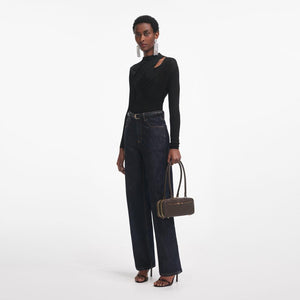 SP VIP PRICE Black Cut Out Viscose Knit Top