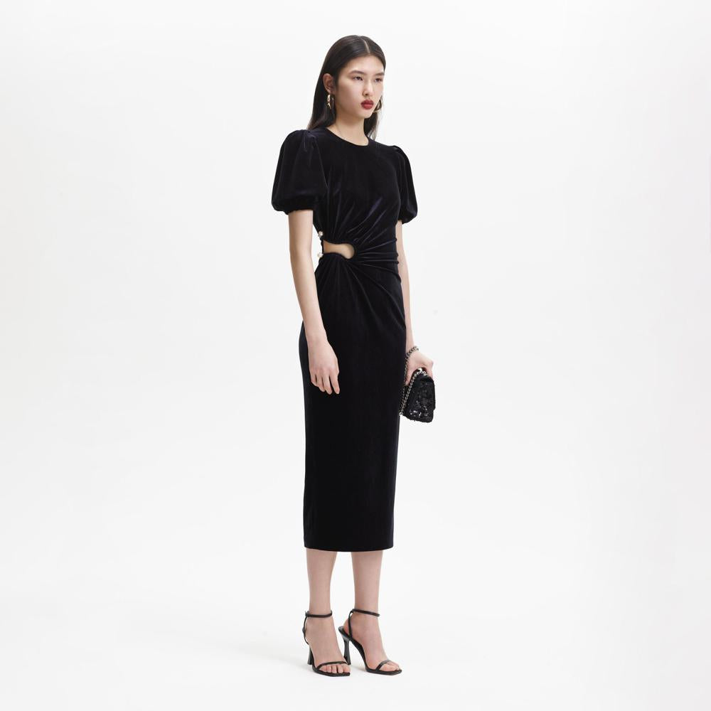 SELF PORTRAIT BLACK FRIDAY SALE Black Velvet Cut Out Midi Dress