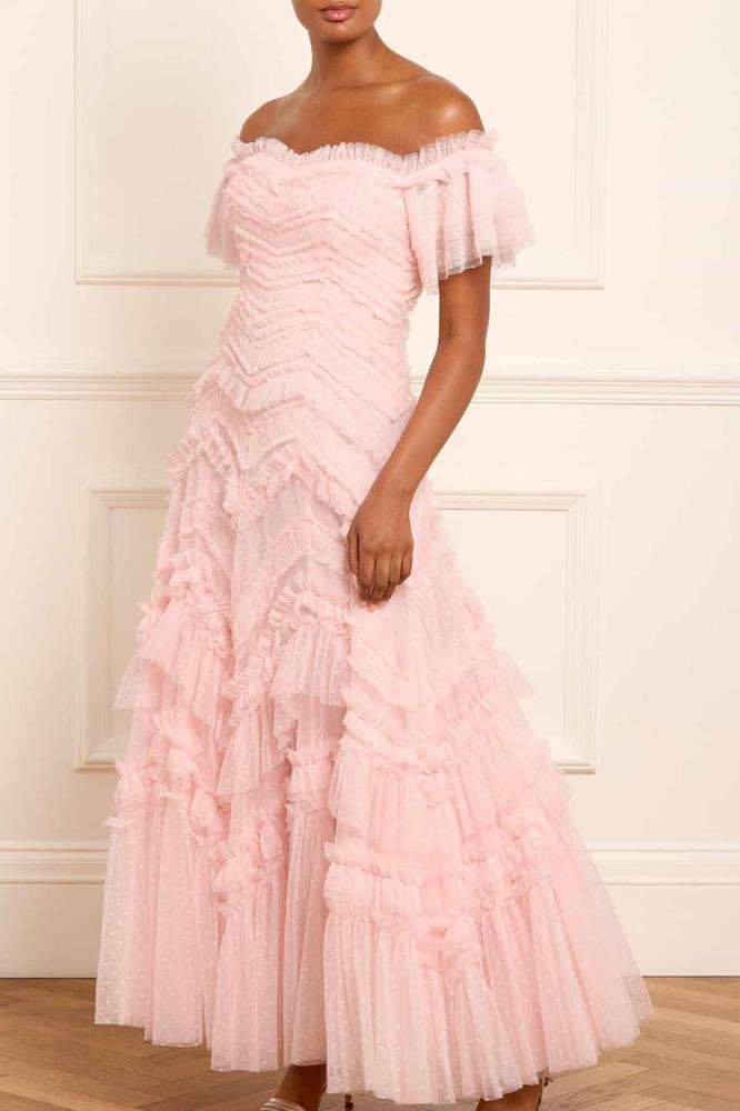 Needle & Thread CYBER SALE Elia Off-Shoulder Gown - pink