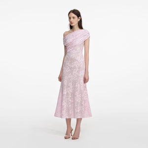 SP VIP PRICE Pink Rhinestone Lace Midi Dress