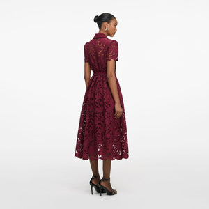SP VIP PRICE Burgundy Lace Collared Midi Dress