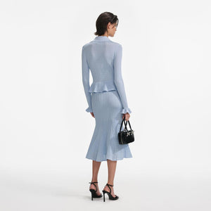 SP VIP PRICE Blue Peplum Knit Midi Dress