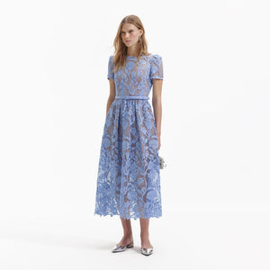 SELF PORTRAIT BLACK FRIDAY SALE Blue Lily Lace Midi Dress