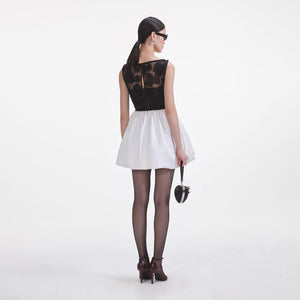 SELF PORTRAIT SS25 VIP PRICE Black And White Tulle Mini Dress