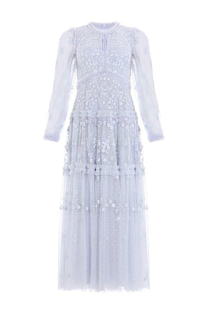 Needle & Thread CYBER SALE Autumn Lace Long Sleeve Ankle Gown - blue