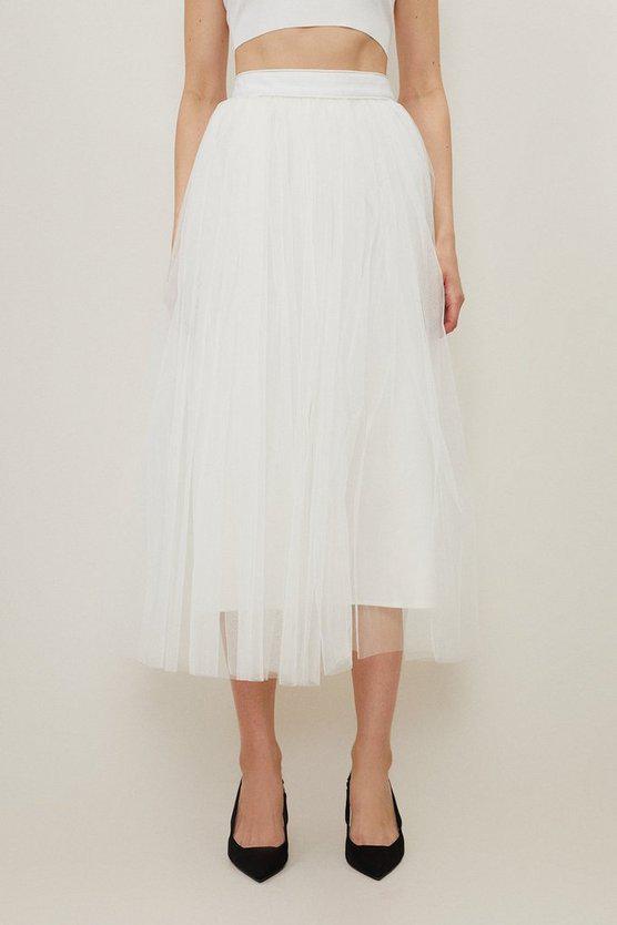 Karen Millen UK SALE Lydia Millen Tulle Woven Maxi Skirt - ivory