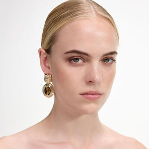 SP VIP PRICE Gold Knot Tiered Amber Earrings