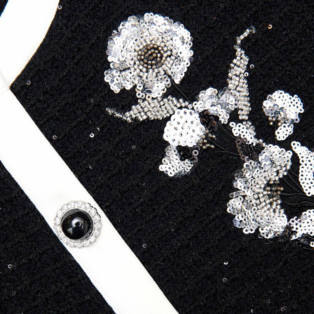 SP VIP PRICE Black Floral Textured Knit Jacket