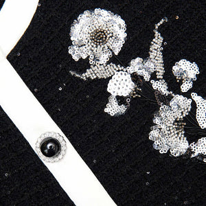 SP VIP PRICE Black Floral Textured Knit Jacket