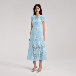 SELF PORTRAIT BLACK FRIDAY SALE Pale Blue Cord Lace Midi Dress