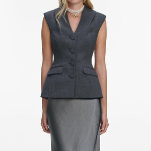 SP VIP PRICE Grey Tailored Satin Maxi Dress