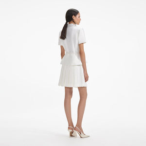 SELF PORTRAIT SS24 Cream Taffeta Diamante Mini Dress