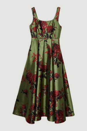 Karen Millen UK SALE Lydia Millen Floral Jacquard Corseted Woven Maxi Dress