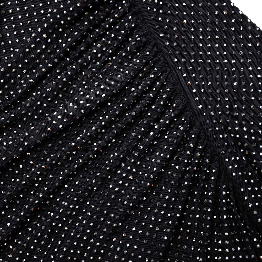SP VIP PRICE Black Rhinestone Mesh Cut Out Maxi Dress