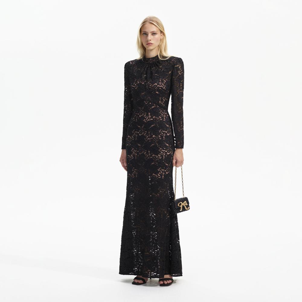 SELF PORTRAIT BLACK FRIDAY SALE Black Cord Lace Maxi Dress